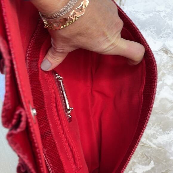 White House Black Market snakeskin and brushed suede clutch bag - Picture 3 of 7